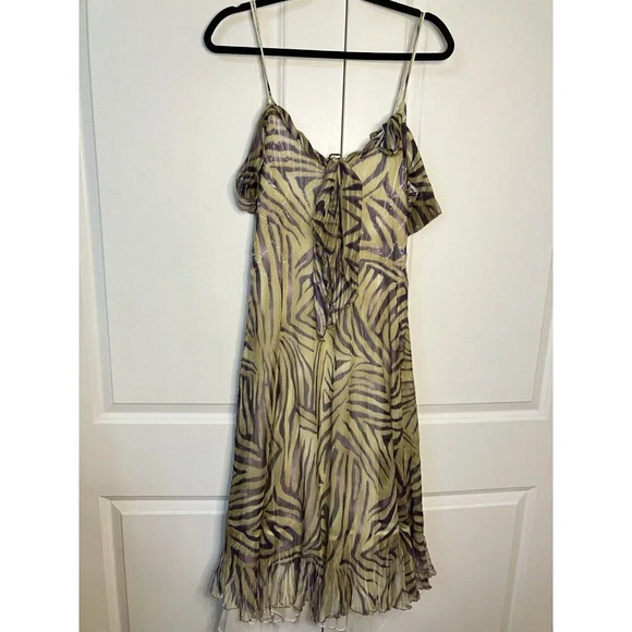 Komarov Zebra Animal Print Chiffon Gauze  Midi Dress Womens XL - Picture 3 of 7